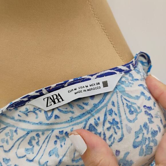 ZARA WOMAN PRINTED TUNIC DRESS Blue / White| 8131/413 geometric print boho - Picture 14 of 14